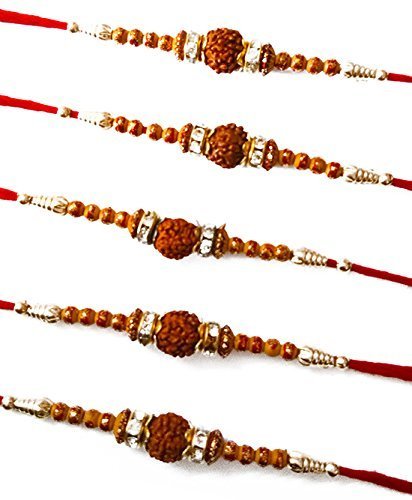 dms retail set of 6 rudraksh rakhi set for brother with roli chawal