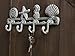 Vintage Seashell Coat Hook Hanger Rustic Cast Iron Wall Hanger w/4 Decorative Hooks - Includes Screws and Anchors - Beach House Decor - Antique White