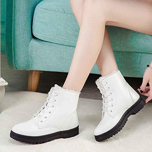 AgrinTol Women's Ankle Snow Boots Stylish Winter Shoes High-top Boots Flat Lace Up Boots