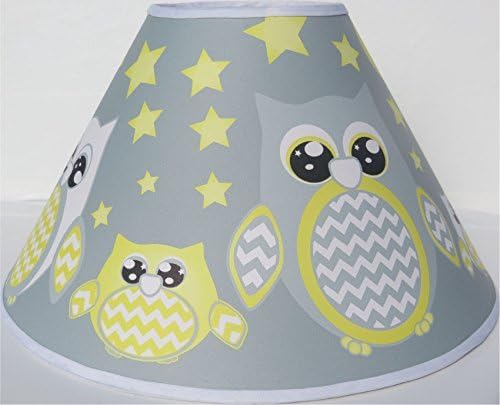 Amazon Com Grey And Yellow Owl Lamp Shade Children S Woodland Forest Animals Lampshade Nursery Room Decor Baby