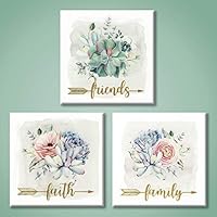 Plant Floral Canvas Wall Art: Flower & Succulents Bouquet Picture Print for Bedroom (20