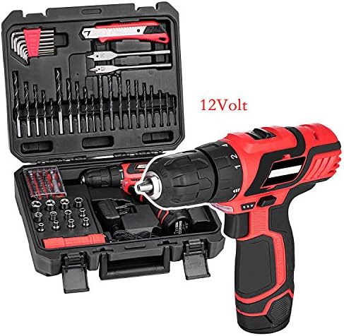 12V Cordless Lithium-Ion Drill/Driver Bit Impact Combo Set with 77pc Project Kit Box for Engineering Home (12V)