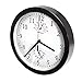 MAGHO Non-Ticking Silent Indoor Wall Clock with Thermometer and Hygrometer for Kitchen/Living Room/Bathroom/Garage etc, Battery Operated, Black Color,Plastic Frame,10'