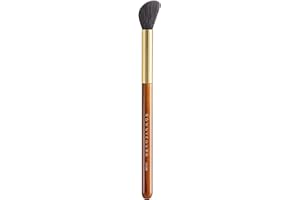 ROWNYEON Desert Oak Series Angled Blush Brush - Soft Goat Hair Bristles for Powder/Cream Blush & Bronzer, Ergonomic Ebana Handle & Brass Ferrule, Beginner to Pro (CM 164)