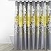 Eforgift Floral Printed Fabric Shower Curtain Polyester Waterproof/No More Mildews Bathroom Curtains withHooks Yellow/Gray/White (72-inch by 78-inch)