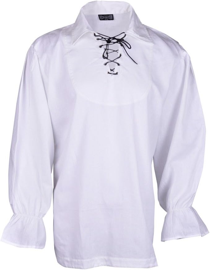 MyGothicShop Renaissance Casual Summer Pirate Hippie Shirt Medieval Men Costume Off-White Color