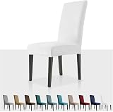 MAXIJIN Stretch Velvet Chair Covers 6 Pack White Dining Chair Slipcovers