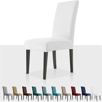 MAXIJIN Stretch Velvet Chair Covers 6 Pack White Dining Chair Slipcovers