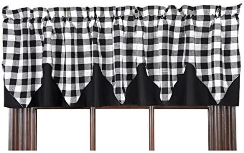 Victorian Heart Buffalo Black Check Lined Layered Point Valance