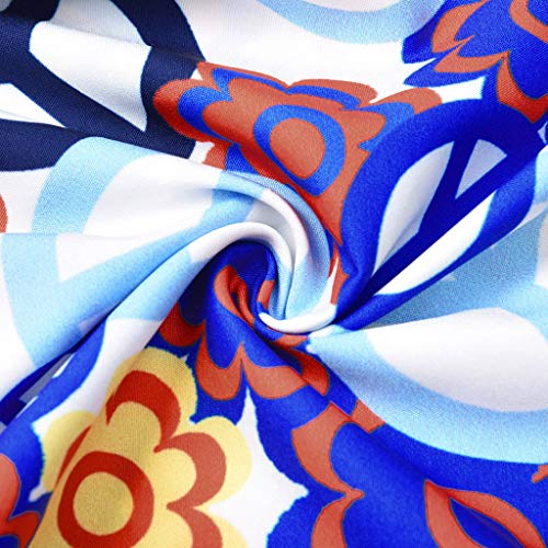 Women's Ladies Plus Size Loose Print Long Sleeve O-Neck Mini Long Dress