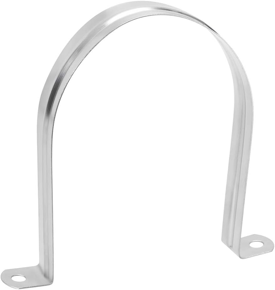 sourcing map Rigid Pipe Strap Fit for 110mm(4.33") OD, 2 Holes 304 Stainless Steel Tension Tube Clip Clamp