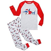 Dolphin&Fish Boys Christmas Pajamas Kids Pjs Sets Cotton Toddler Clothes Children Sleepwear Size 10 Gray