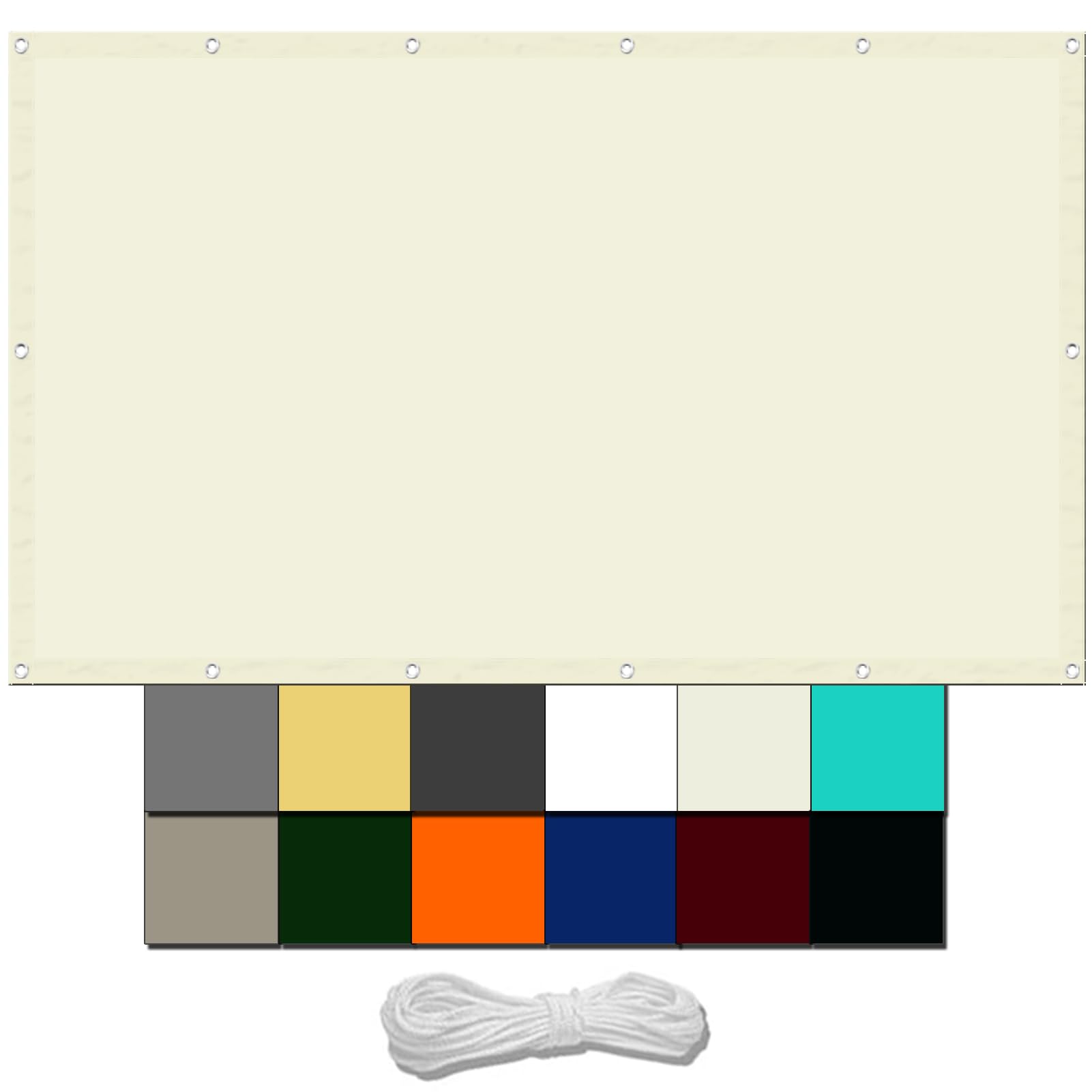 Garden Screening 1 x 2 m Waterproof Garden Sun Shade Sail With Free Rope UV Block Weather-Resistant with Grommets PES Polyester Sunshade for Yard Backyard Lawn Plant, Ivory