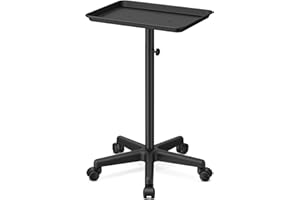 RYJAUNE Salon Tray Premium Aluminum Salon Trolley Tattoo Tray Mayo Tray Instrument Rolling Tray Silver Salon Station Tray with Wheels for Barber Salon SPA Tattoo Clinic