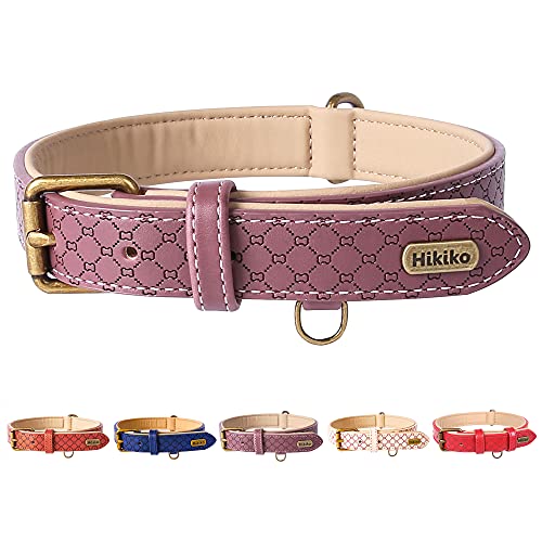 Basic Classic Luxury Padded Leather Dog Collar Rust Proof Brass