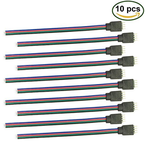 TronicsPros 4 Pin RGB LED Strip LED Ribbon LED Rope LED Controller Female Connector Cable Wire Flex LED Strip to Strip Jumper for SMD 5050 3528 2835 Flexible RGB LED Tape Light- 15cm/ 6in (10pcs)