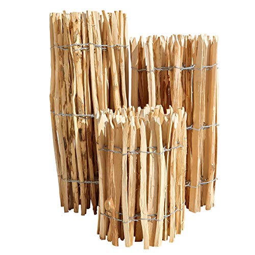 Staketenzaun Haselnuss - 60 x 500 cm (Lattenabstand 7-9 cm) - Roll-Zaun mit gut gespaltenen Staketen - Natur Haselnusszaun als Gartenzaun oder Teichumrandung – Bild 5