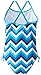 Kanu Surf Girls' Layla Beach Sport Banded 1 Piece Swimsuit, Olivia Blue Chevron, 14