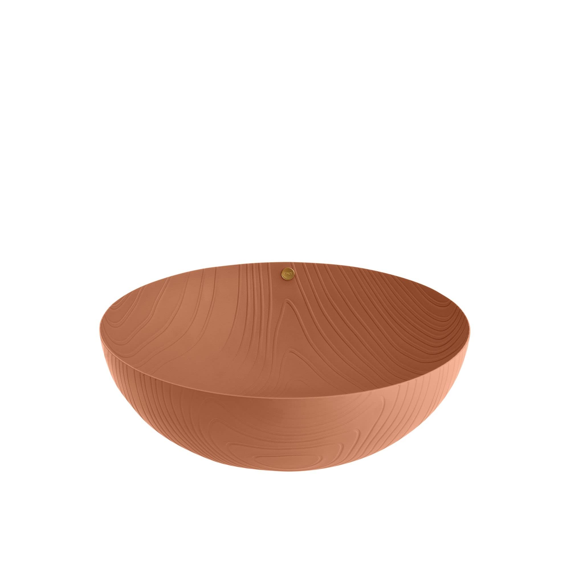 Alessi Bowl in steel coloured with epoxy resin, brown with relief decoration