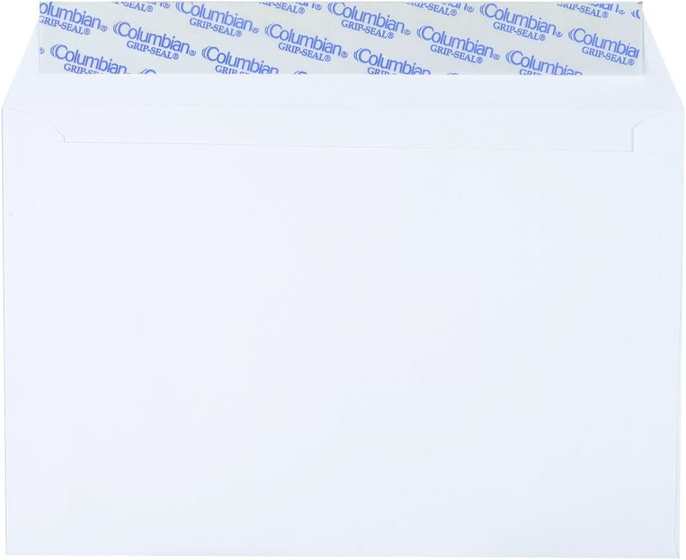 Columbian CO330 6x9-Inch Booklet Grip-Seal White Envelopes, 250 Count : Office Products