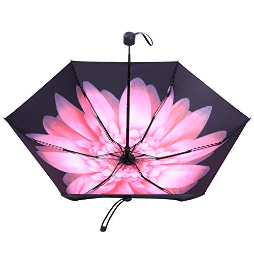 MuNiSa Mini Travel Sun Rain Umbrella Compact Parasol Lightweight Portable Outdoor Golf Umbrella with 95% UV Protection