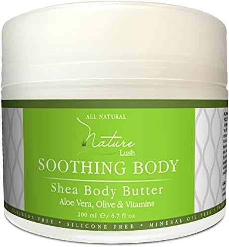 Nature Lush Natural &amp; Organic Moisturizing Body Cream - Shea Butter with Almond – Premium Ingredients include Aloe Vera &amp; Olive - Made in Greece - 6.7 fl oz.
