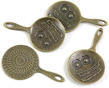 10 PCS Jewelry Making Charms Ancient Antique Bronze Fashion Jewelry Making Crafting Charms Findings Bulk for Bracelet Necklace Pendant A02826 Omelette Pan Pot
