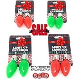 Christmas Bulb Light Up Earrings - 4 Pack Set - 2 LED Bulbs Xmas Lights Earring For Women Girls - Strange Novelty Lightbulb Jewelry For Holiday Parties Ugly Sweater Clothing Accessories Decorations