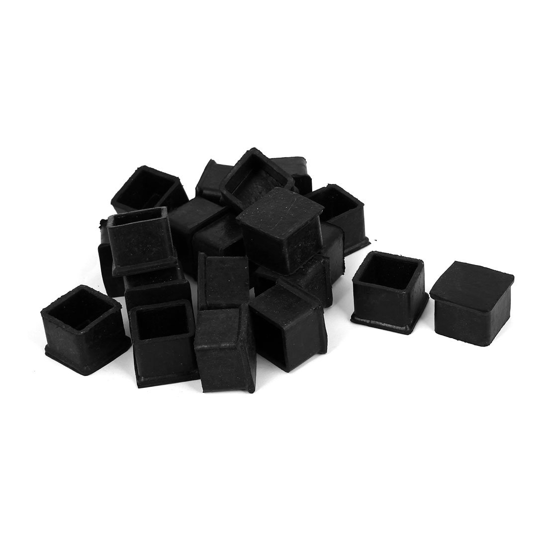 sourcing map Rubber Square Furniture Desk Foot Cover Cap 25mmx25mm 20Pcs