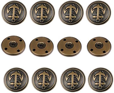 10 Pcs Retro Metal Shank Buttons for Blazer Suits Sport Coat Uniform Jacket Coat Buttons Decorative Fastener Sewing Accessories (25 mm)