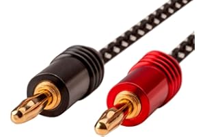 Monoprice Premium Braided Speaker Wire 14AWG - With Gold Plated Banana Plug Connectors - Affinity Series, 2 Pack, 6 Feet