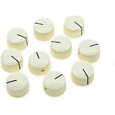KAISH 10pcs Aged White Vintage Barrel Guitar Amplifier Knob Round Knobs with Set Screw