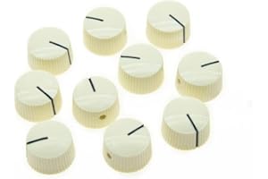 KAISH 10pcs Aged White Vintage Barrel Guitar Amplifier Knob Round Knobs with Set Screw