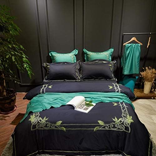ZHFC 100% Cotton Super Soft Duvet Cover Sets, Romance Embroidery Floral Quality Premium Bedding Collection, Duvet Insert Protects your Comforter,A2_Queen 200 * 230cm