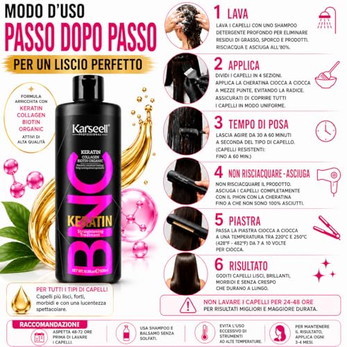 Karseell MACA CARE SYSTEM Keratin Smoothing Formaldehyde-Free Professional Brazilian Treatment 20 Weeks Collagen Biotin Argan Oil Moisturizing Anti-Frizz Dry Damaged Hair