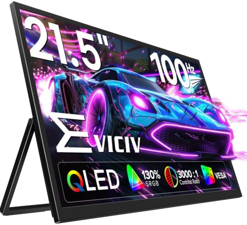 EVICIV Portable Monitor 21,5 Zoll 100Hz GroBer QLED 130% sRGB 3000:1
