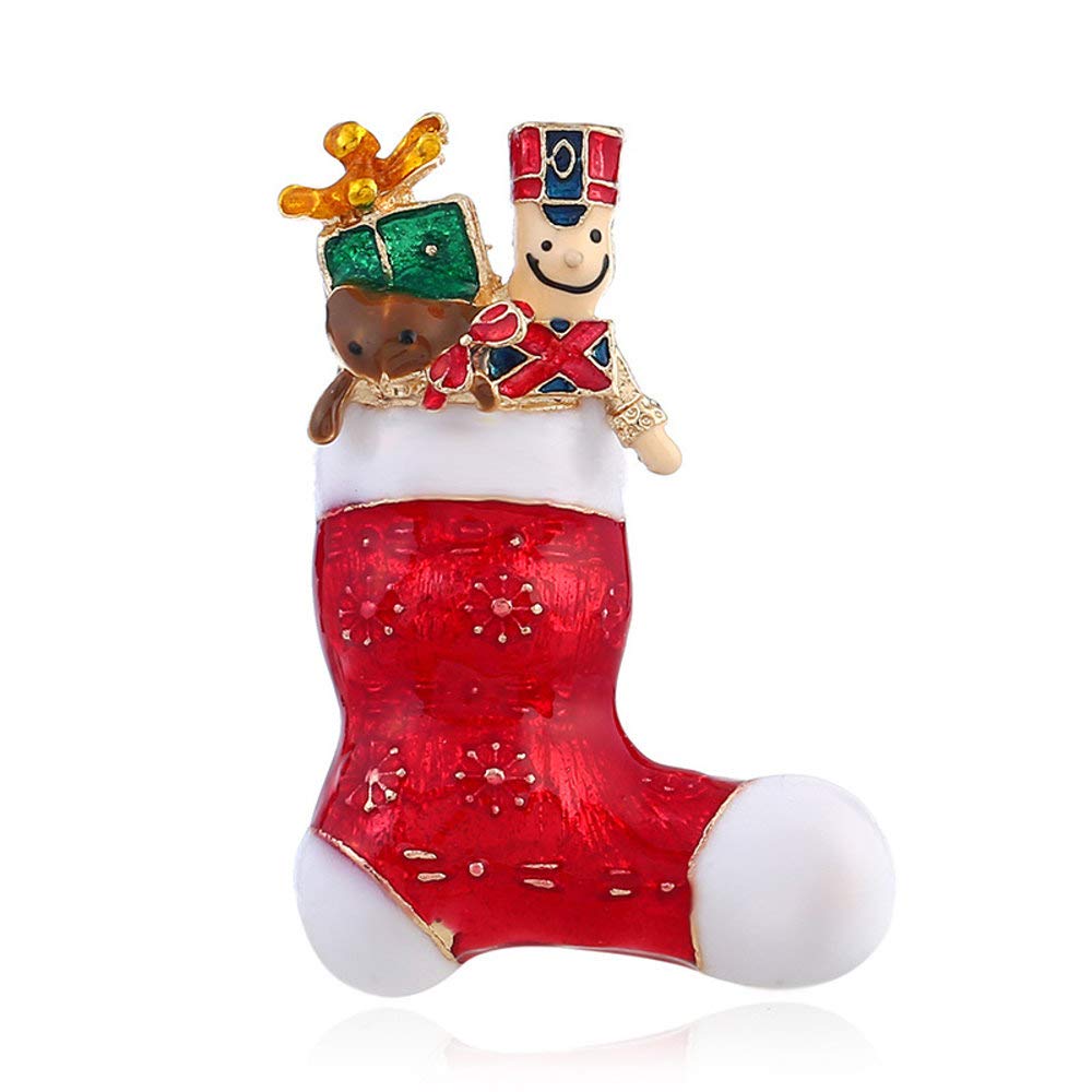 Red christmas stocking for women girls men fashion Unique Alloy Enameled Cute Red Shocking Brooch Pins Dress Suit Accessories Wedding Party Jewelry Delicate Unique Unisex Gifts