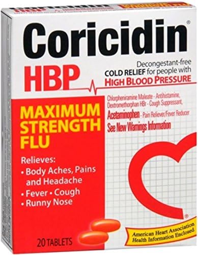 Coricidin HBP Tablets Maximum Strength Flu 20 Tablets (Pack of 12)