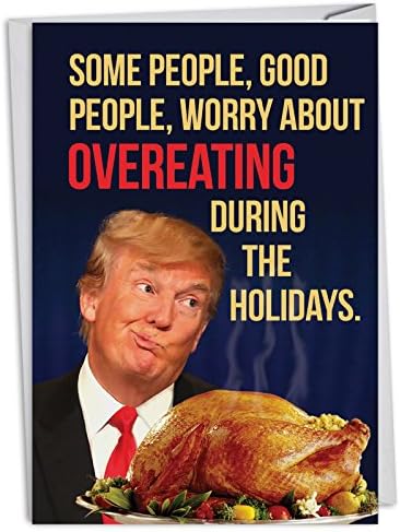 C4285HHG-B12 Box Set of 12 Trump Overeating Happy Holidays Greeting Cards; with Envelopes