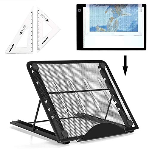 Ventilated Adjustable Light Box Laptop Pad Stand,Multifunction (6 Angle Points) Skidding Prevented Tracing Holder w Extra Ruler for Tikteck A4 LED Tracing Light Board (Black02) - Thumbnail 7