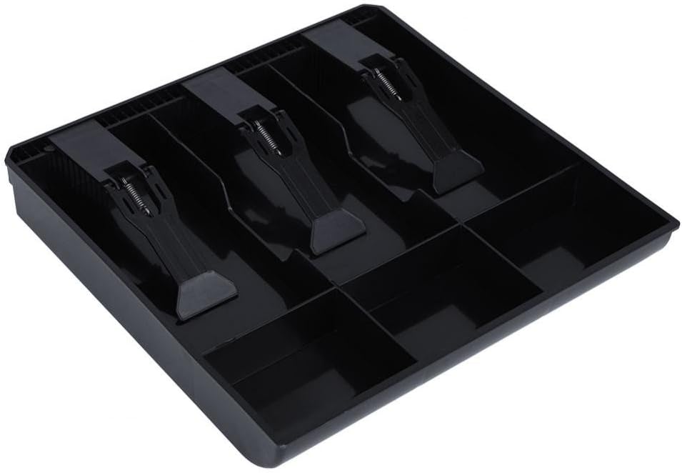 Cash Drawer Register Insert Tray, Replacement 3 Bills 3 Coins Money Storage Box Plastic 9.6 x 9.6 x 1.4inch Black & White(Black) : Office Products