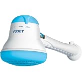 Foset 14.5cm Electric Shower Head (Model 45155 / REGEL-4A) | Blue, 4-Temperature Level Instant Hot Water Heater Head, Polypropylene Body with Mounting Arm and PVC Hose, Eco-Friendly