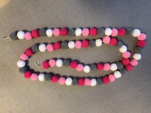Seasons Treasure 6ft 2.5CM 72pcs Handmade Yarn Pompom Garland for Bedroom Birthday Bay Shower Party Decorations (Girl Style)