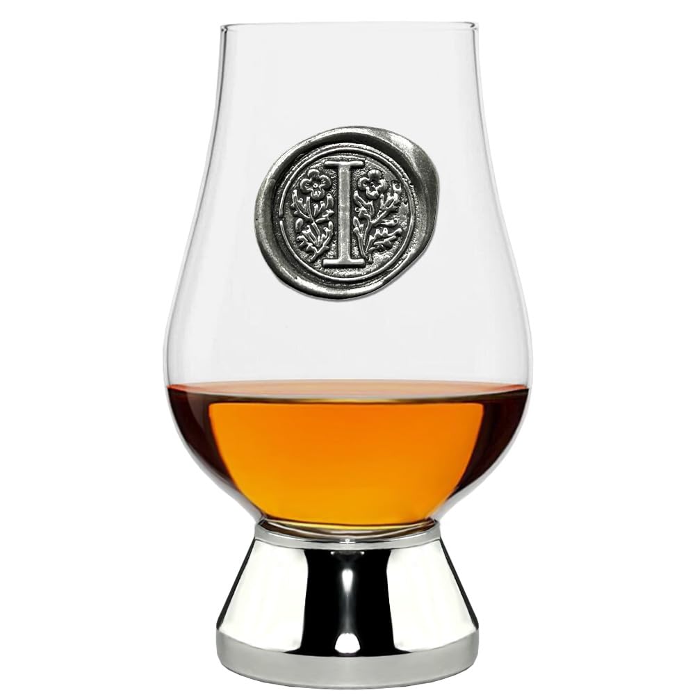 English Pewter Company Glencairn Personalised Whisky Glass with Monogram Initial - Unique Gifts for Men - with Your Choice of Initial 200ml [WGP209] (I)