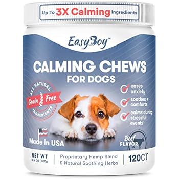 Easyboy Calming Treats For Dogs Dog Anxiety Relief For Travel Fireworks Thunder Grooming Grain Free Valerian Root L Tryptophan Chamomile Hemp