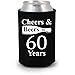 Shop4Ever Cheers & Beers To 60 Years Can Coolie ~ 60th Birthday Party 1960 Sixtieth Anniversary Beer Can Sleeve Coolers ~ (60 Yrs, Blk, 24 Pk)