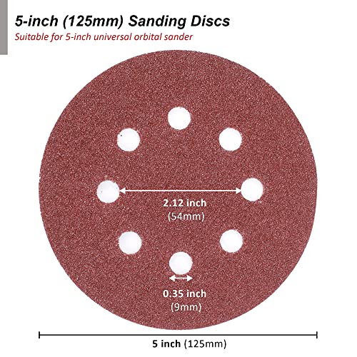 FASTPRO 200Piece Sanding Discs Set, 5Inch 8Hole Hook and Loop