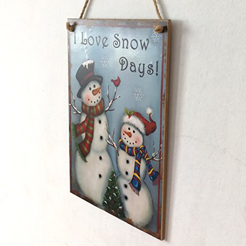 LUOEM Holiday Christmas Hanging Door Decorations Wooden Wall Sign Decorative Plaque Hanger (I Love Snow Days)