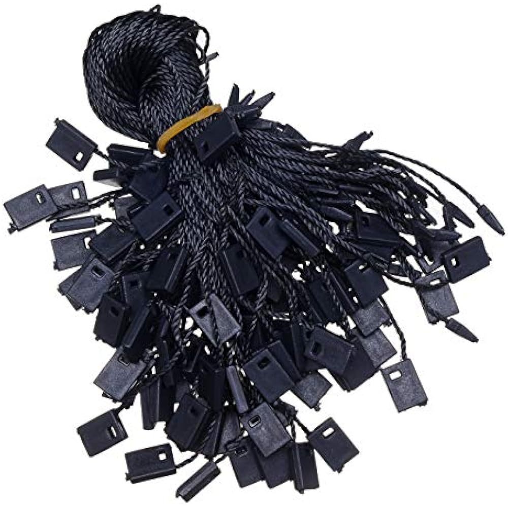 7 Inch 1000Pcs Black Hang Tag String Snap Lock Pin Loop Fastener Hook