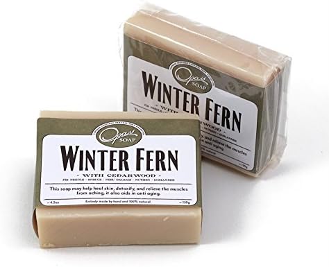 Opas 100% Natural Winter Fern Soap for Men and Women - Detox - Stress Relief - Made w/Essential Oils Spruce, Cedar and Wild Rosewood
